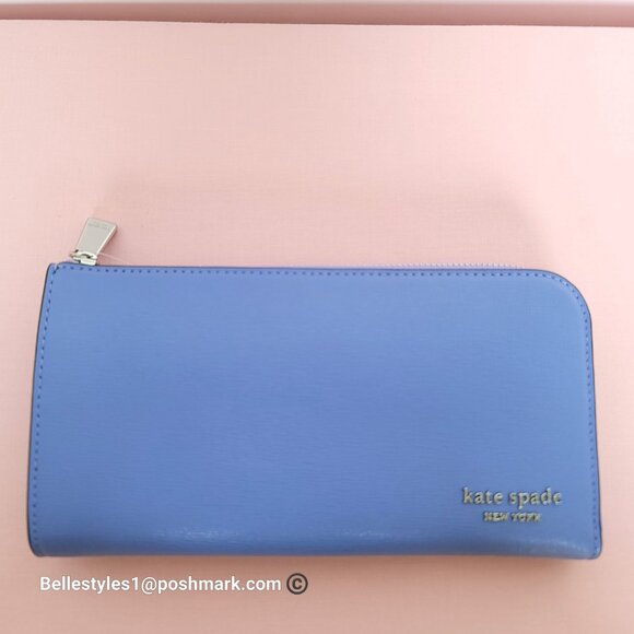 KATE SPADE Devin Saffiano Leather Zip-Around Continental Wallet-Dark Periwinkle⭐ - Picture 10 of 16